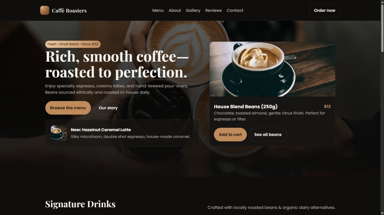 Caffè Roasters Website